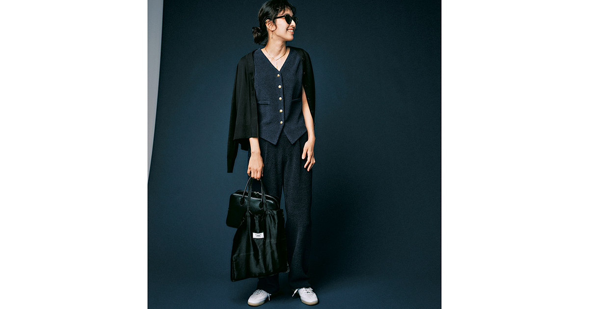通勤、母業etc.】柔らか素材の『ジレ＆パンツ』で“程よくきちんと”が