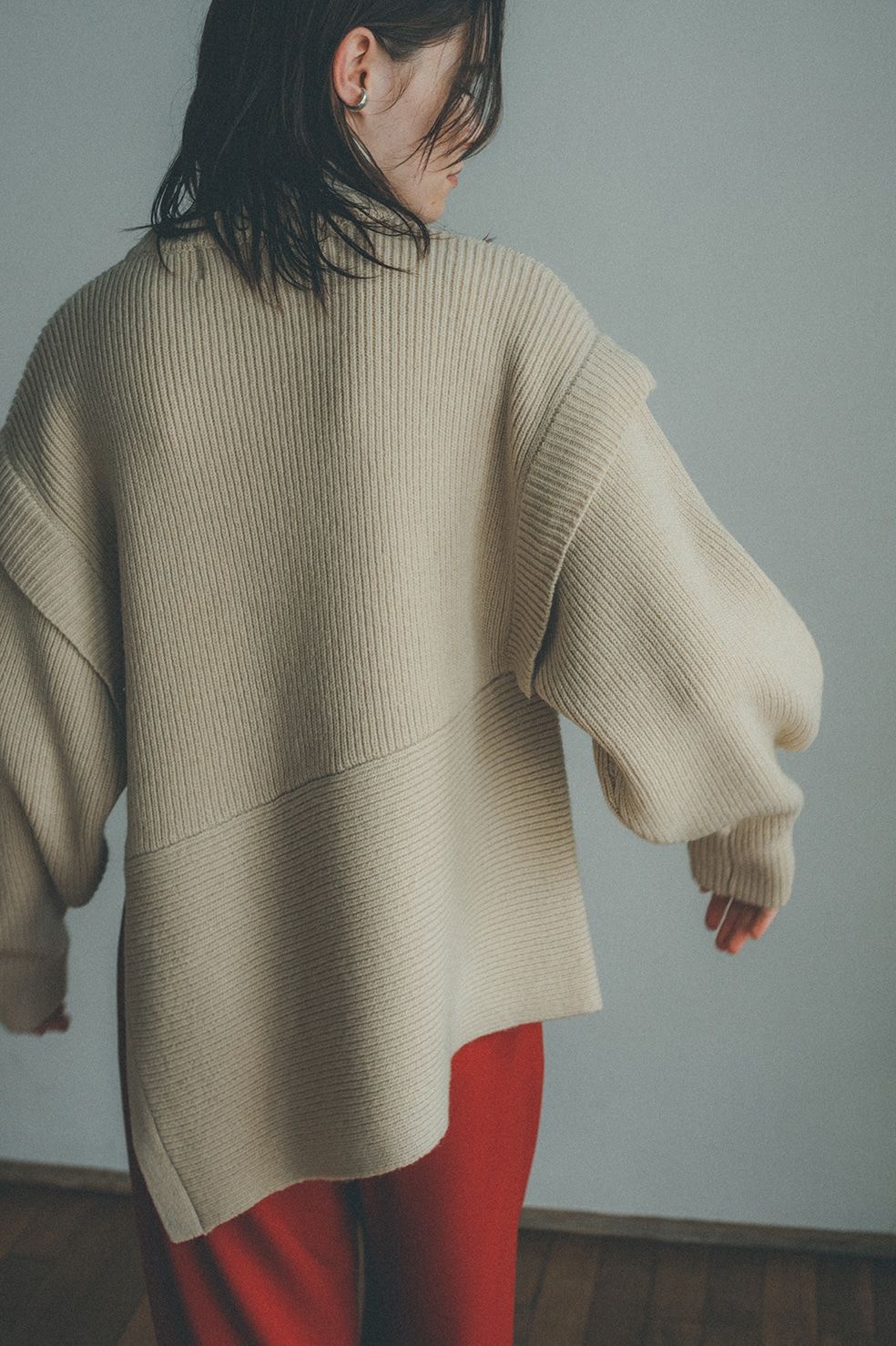 CLANE - 2WAY SLANT KNIT TOPS - スラントニットトップス - IVORY