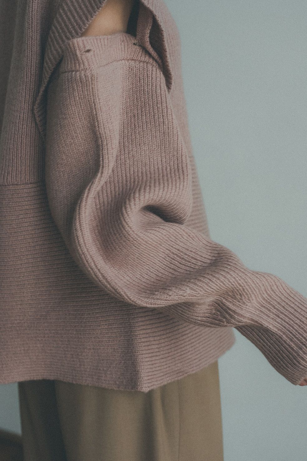 CLANE - 2WAY SLANT KNIT TOPS - スラントニットトップス - PINK