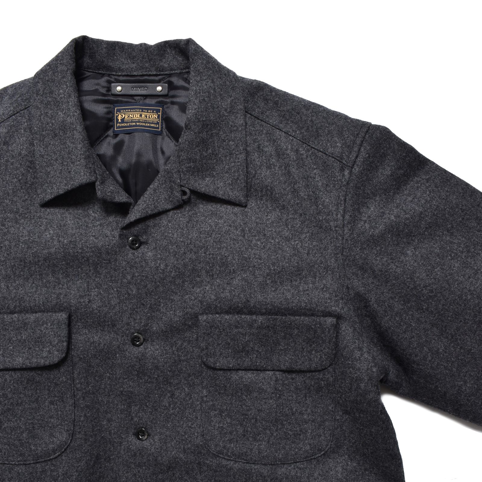 MINEDENIM - PENDLETON Wool Quiltliner Open Collar SH (GRY) / ペン