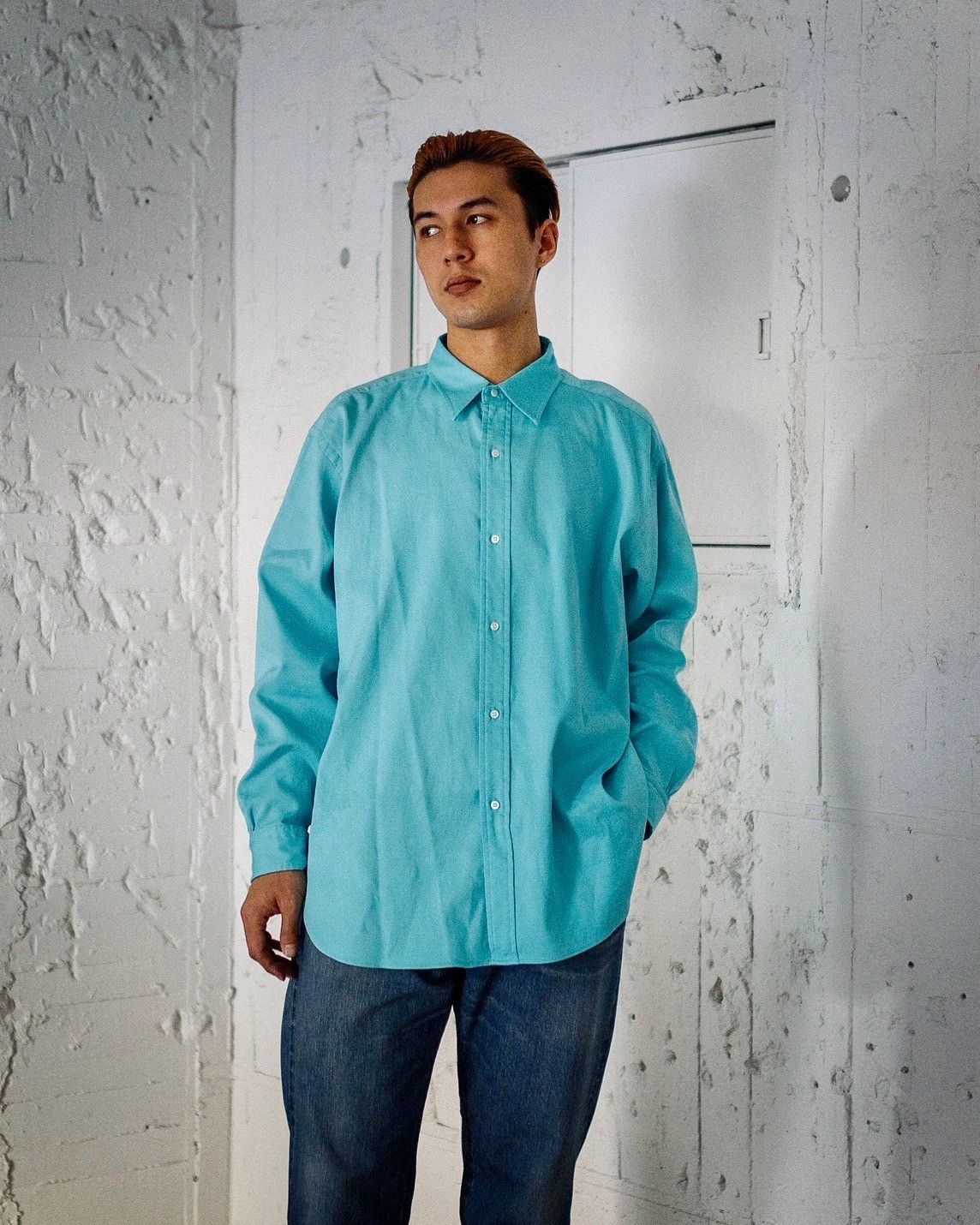 A.PRESSE - アプレッセ Double Weave Twill Regular Collar Shirt