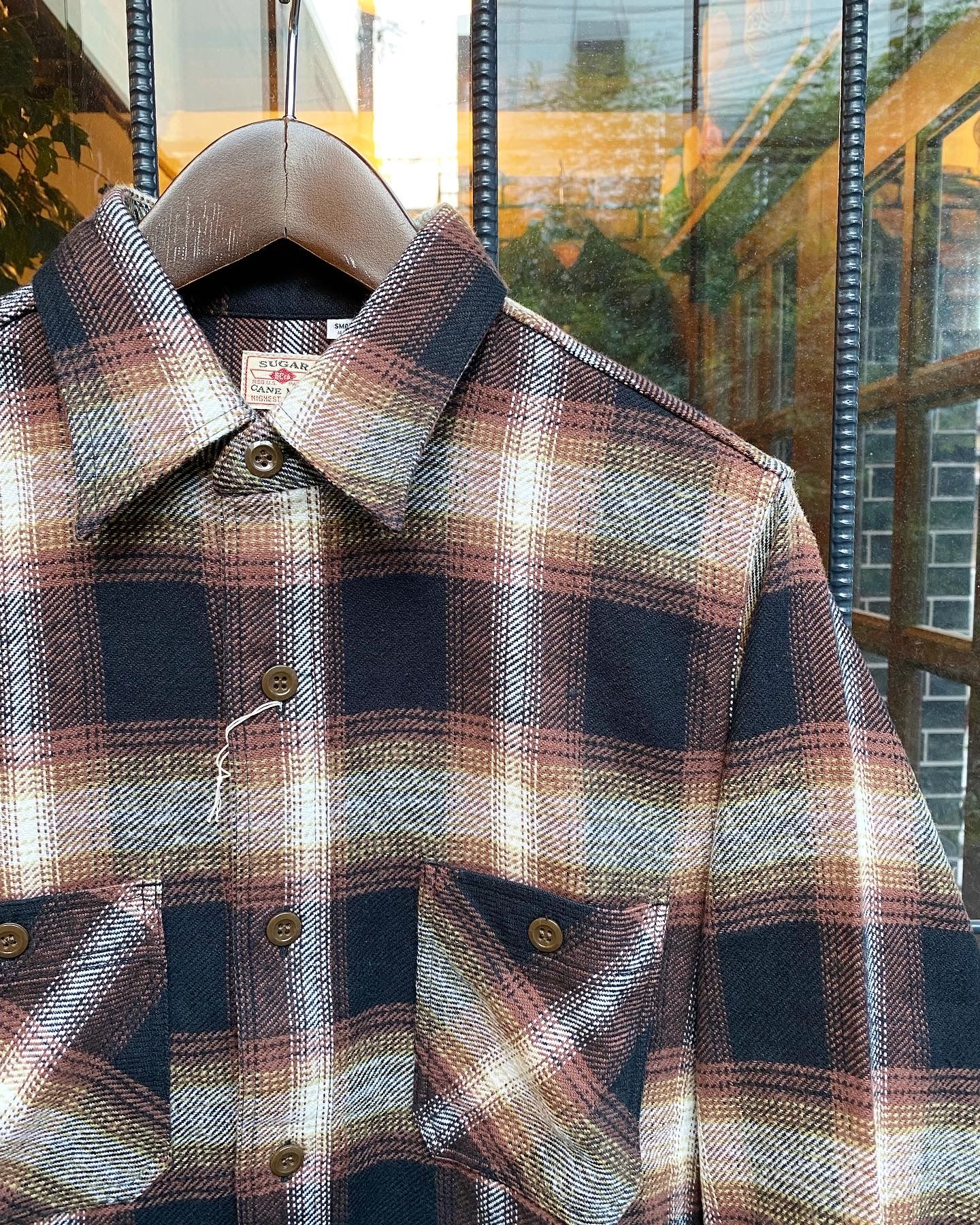 SUGAR CANE - TWILL CHECK L/S WORK SHIRT / ヘビーネルワークシャツ