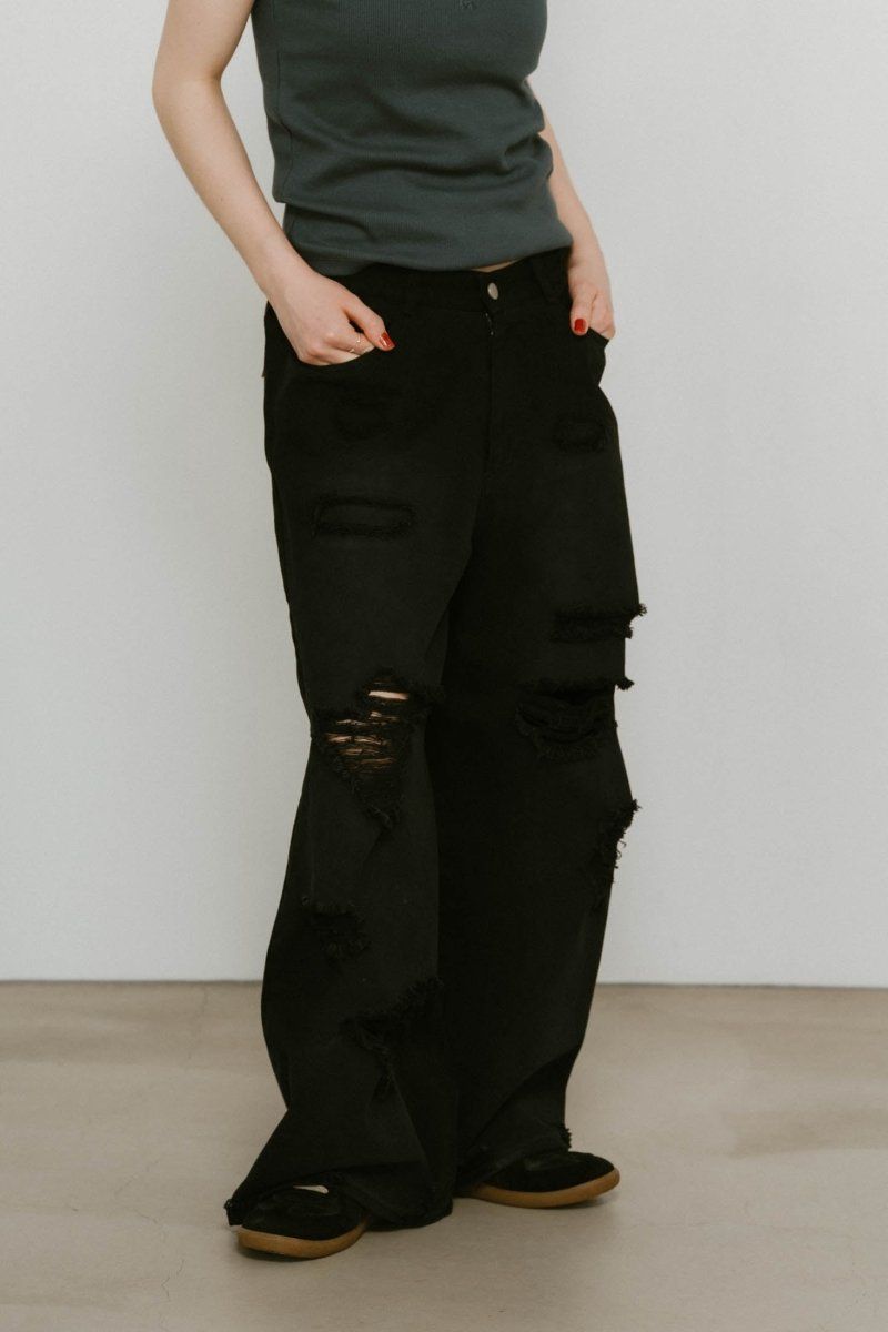 Knuth Marf - damage denim pants / ダメージ デニムパンツ (サックス