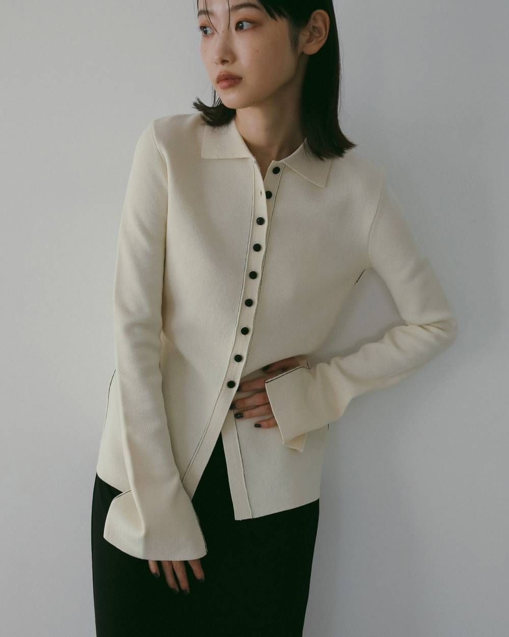 ànuke - Linking Knit Shirts (Ivory) / リンキングニットシャツ