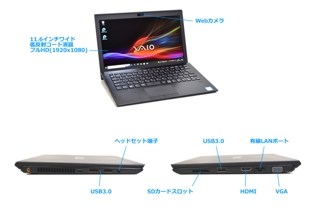 VAIO Pro PF VJPF11 11.6型 フルHD メモリ16G M.2SSD256G Core i5