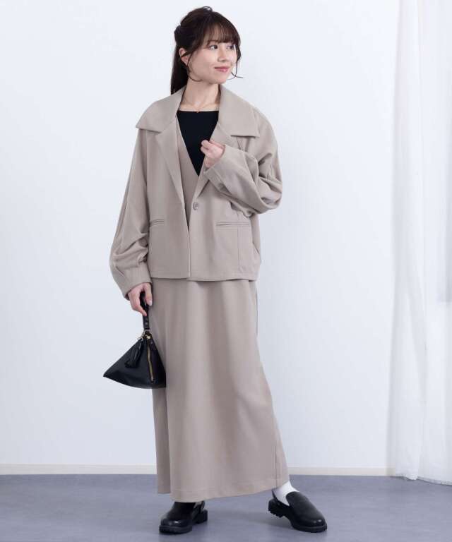 コクーンスリーブジャケット＋Vネックワンピースセット マタニティ