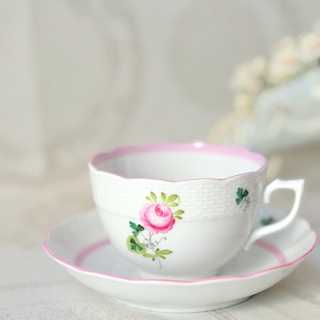 ☆レア☆ Herend ヘレンド ウィーンの薔薇ピンク モーニングカップ