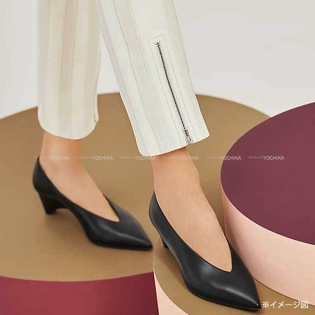 HERMES エルメス パンプス ファイン55 黒 (ブラック) カーフスキン #36