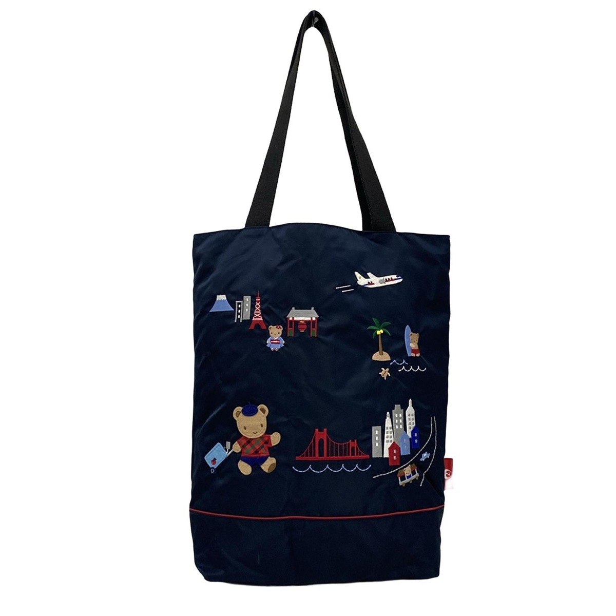 ファミリア トートバッグ美品 - ダークネイビー×レッド×マルチ