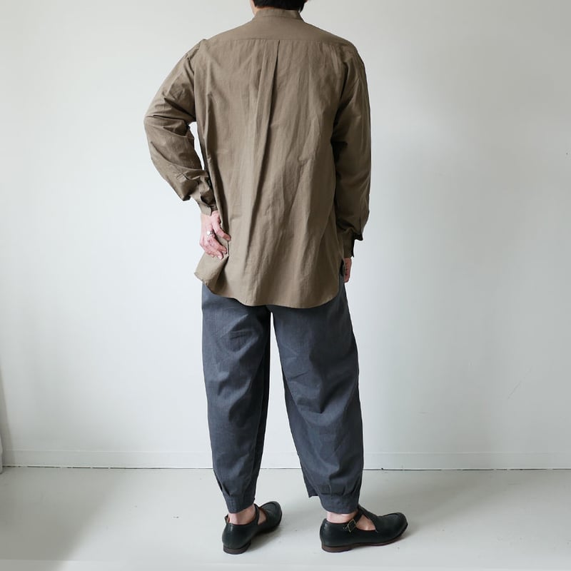 WIRROW｜ウィロウ｜Cotton linen stand collar shirt｜siz