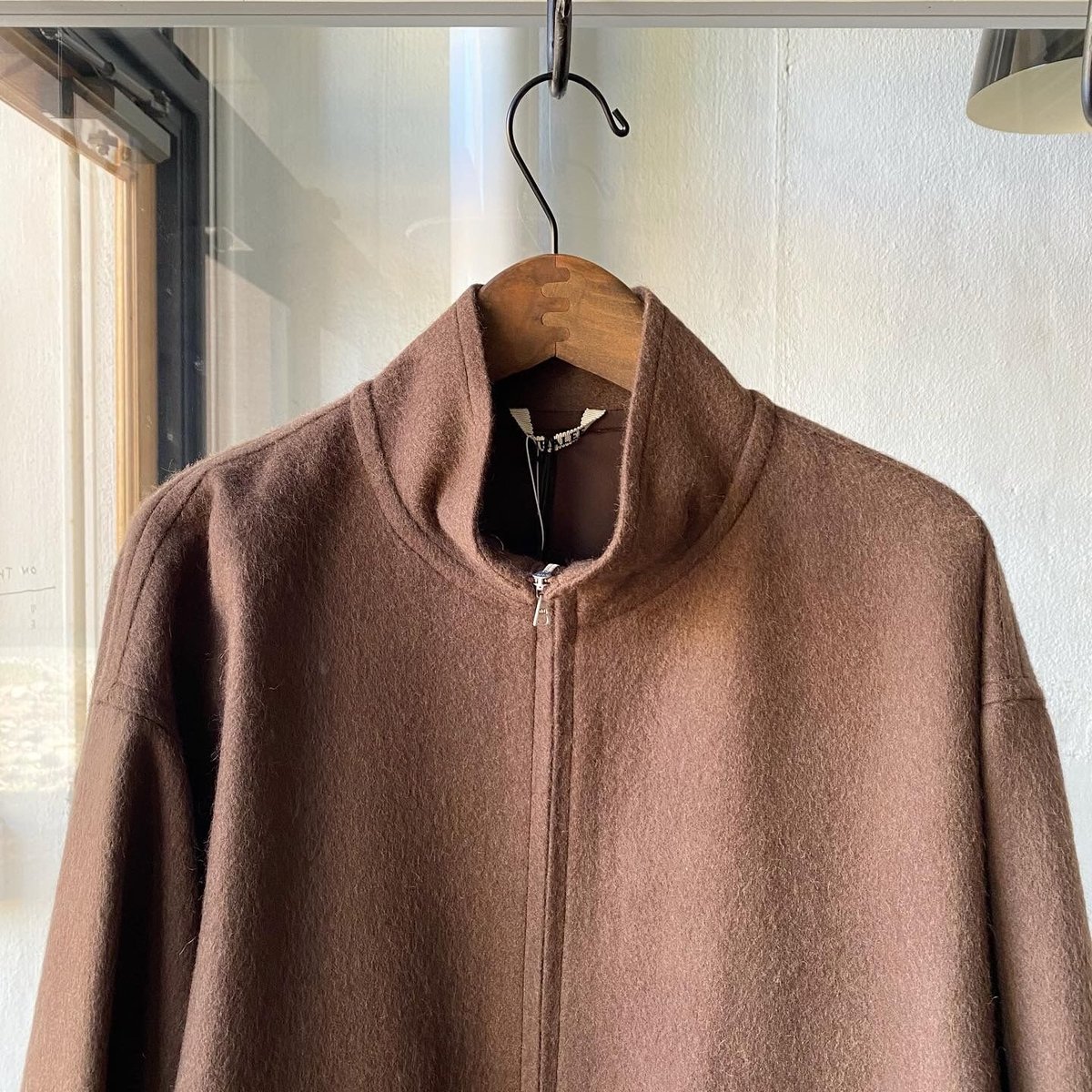 AURALEE BABY CAMEL FLANNEL ZIP BLOUSON | Less