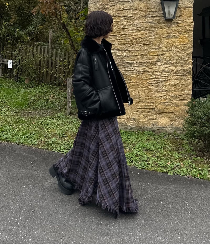tartan check long skirt | ok.soon
