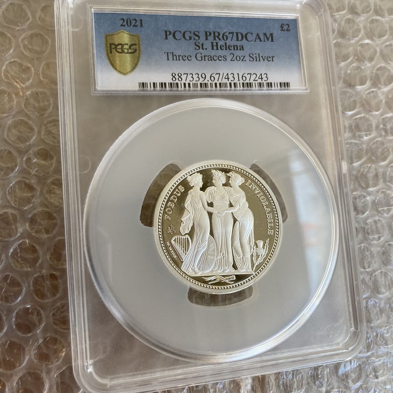 PCGS PR67DCAM】2オンス銀貨 スリーグレイセス 2021年 セントヘレナ 2oz