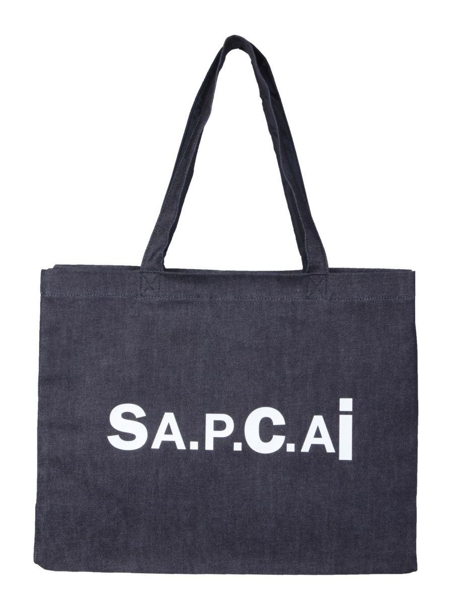 A.P.C. x SACAI - CANDY DENIM TOTE BAG WITH NYLON DETAILS