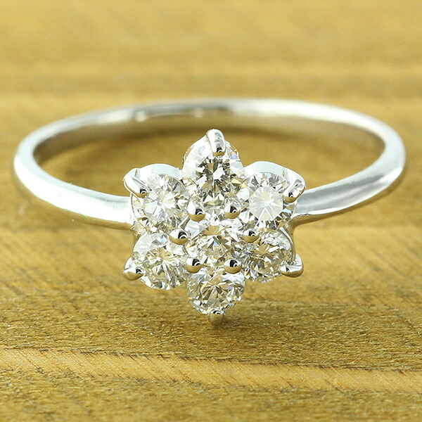 指輪 pt900 ダイヤモンド フラワーリング プラチナ900 0.21ct 花