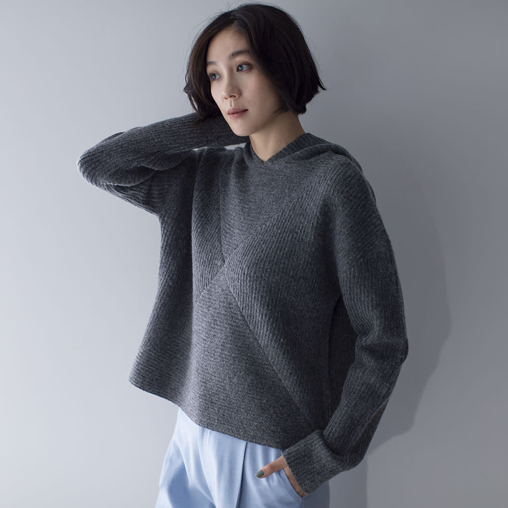 フード付き クロップドニットプルオーバー 通販 - ディノス