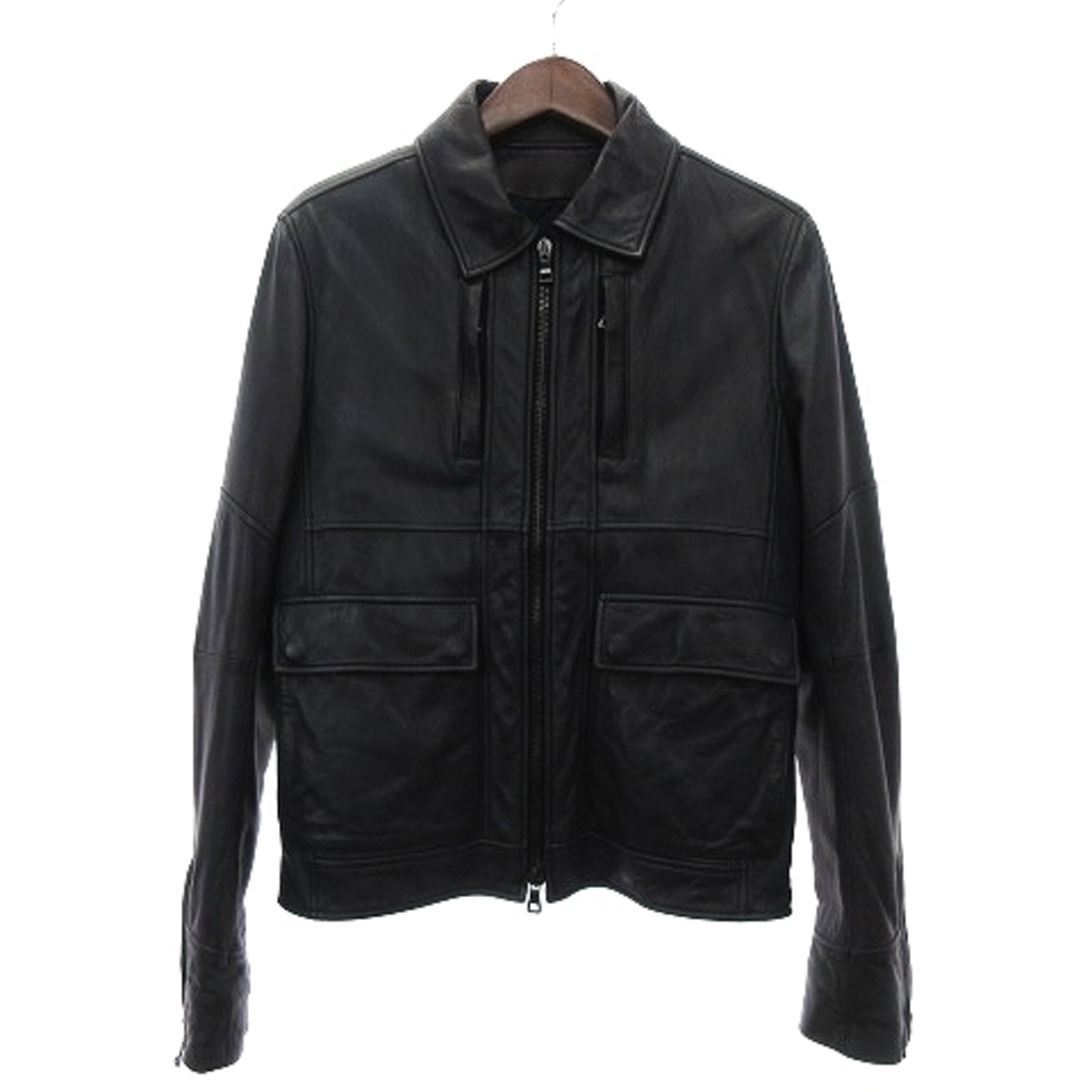 BALMAIN - バルマン A2 フライトジャケット ジップアップ レザー 紺 46