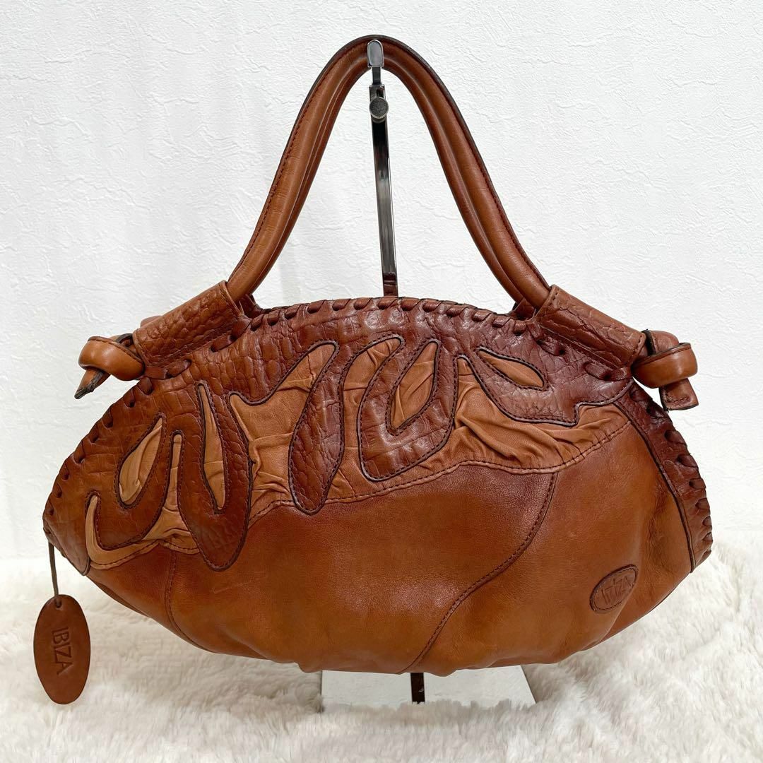 IBIZA - 美品 IBIZA イビザ 本革 オールレザー ハンドバッグ ブラウン