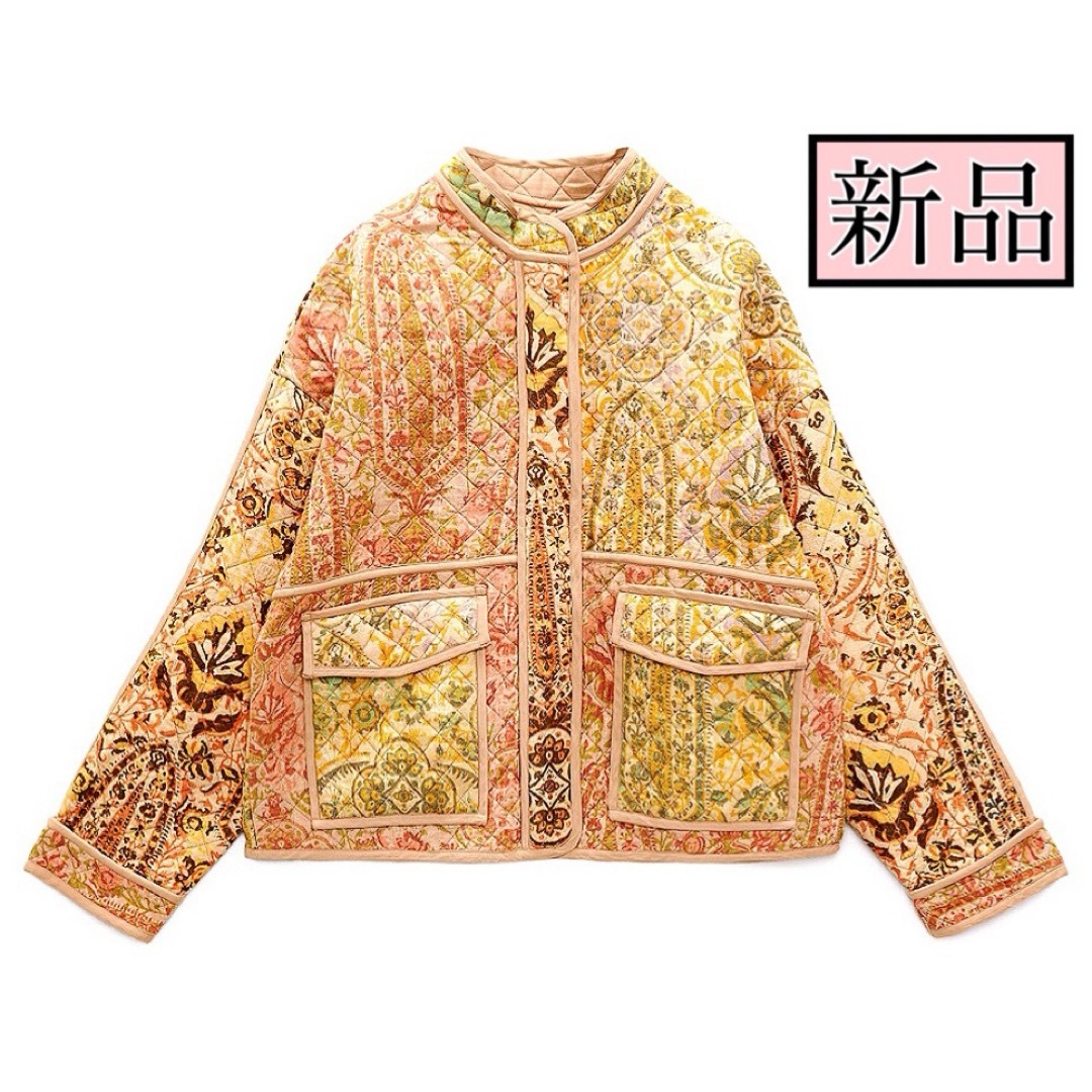 ZARA - エスニック 花柄 キルティング ジャケット ガウン コート ZARA