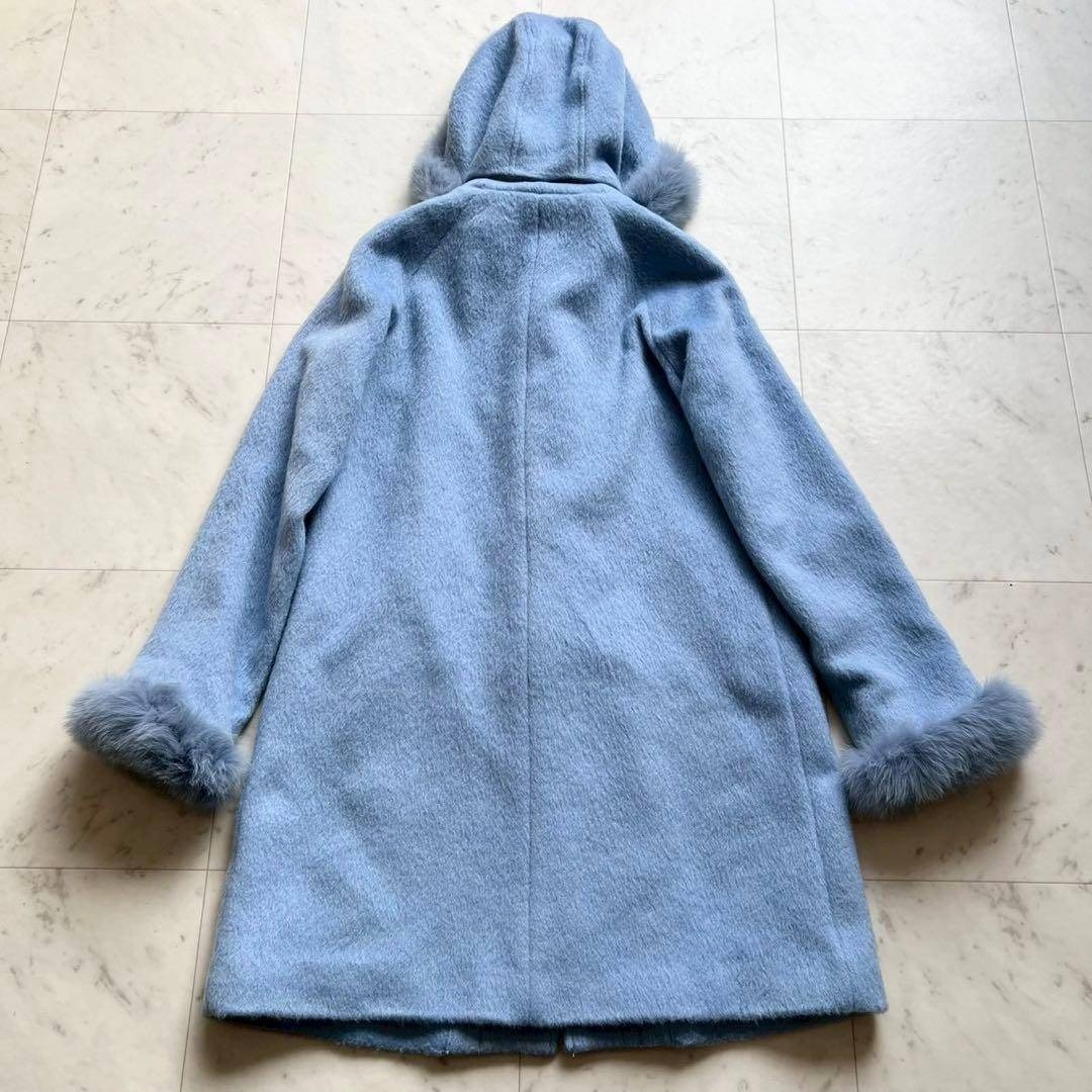 AUSTIN REED フォックスファー モヘヤ混シャギーダッフルコート 40