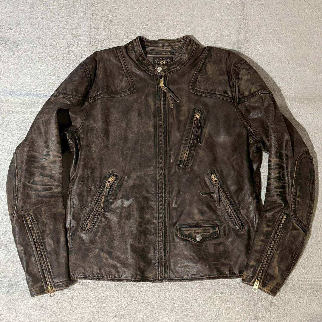 RRL - RRL ダブルアールエル スリムフィット レザー モトジャケット L