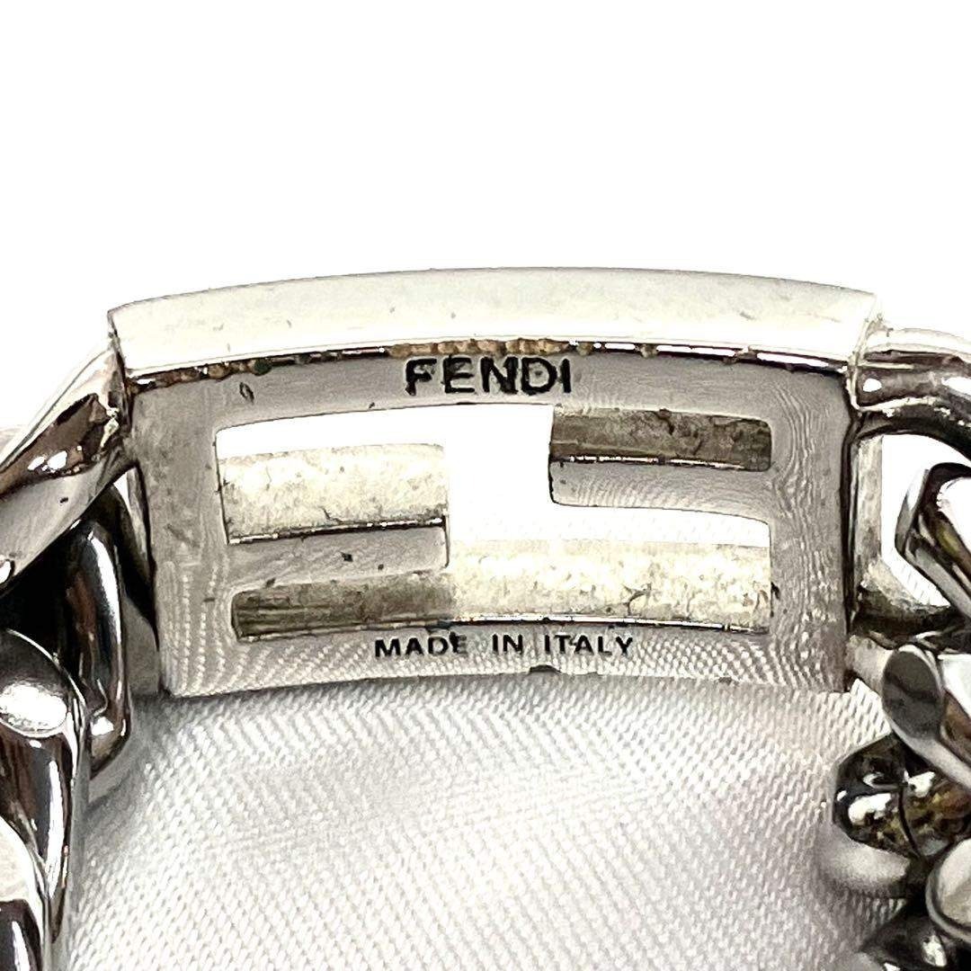 極美品】フェンディ チェーン ブレスレット 喜平 FF シルバー ロゴ刻印