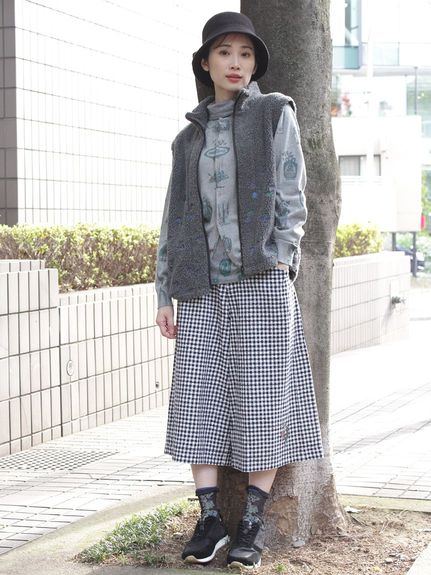 大きいサイズ][15号 19号 ]レトロフラワー刺繍ボアベスト(裏地付き