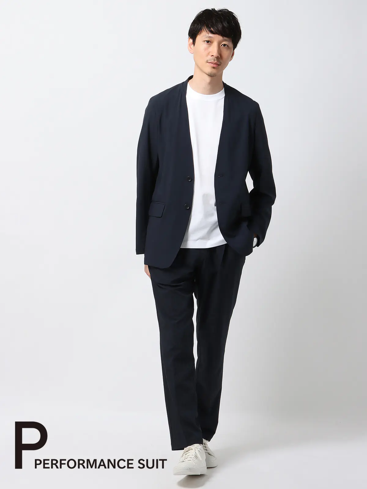 WEB限定／PERFORMANCE SUIT／ノーカラージャケット＆パンツ＆Tシャツ