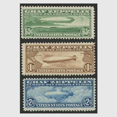 アメリカ 1930年航空切手ツェッペリン号3種 - 趣味の切手専門店