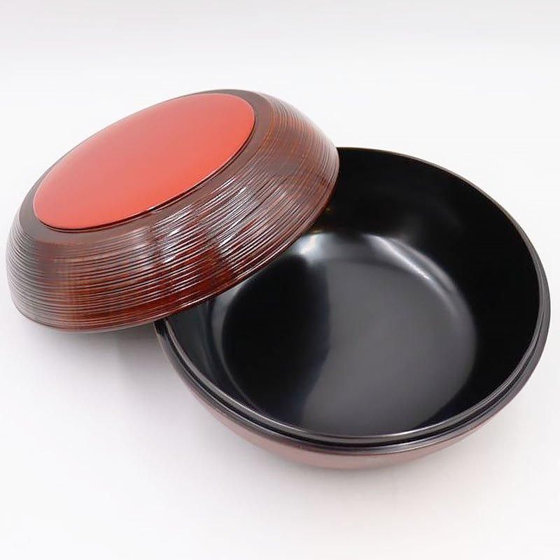黒塗 日本製 内黒塗り 菓子器 昭和中期 蓋付き鉢 直径23cm