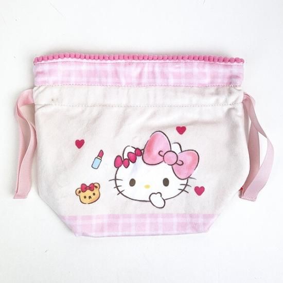 サンリオ ハローキティ 50th ふわふわ巾着ポーチ（ピンク） Sanrio