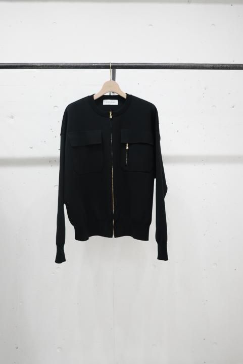 CULLNI Big Pocket Zip Up Collar Less Knit Jacket - m-market