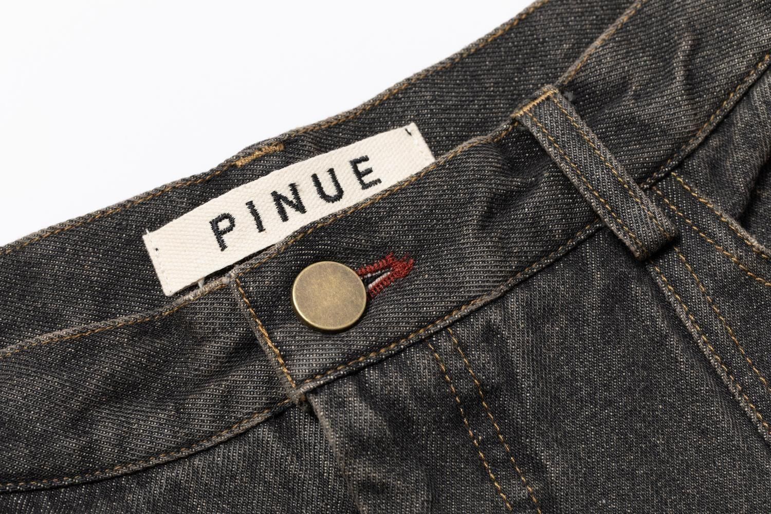 ダメージタックデニムパンツ（BLACK） - PINUE