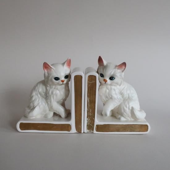 Vintage Ceramic Cat bookends/ビンテージ Lefton社製 陶器 猫モチーフ