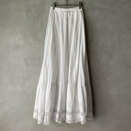 France Antique Cotton Hem Lace Long Skirt（アンティーク コットン