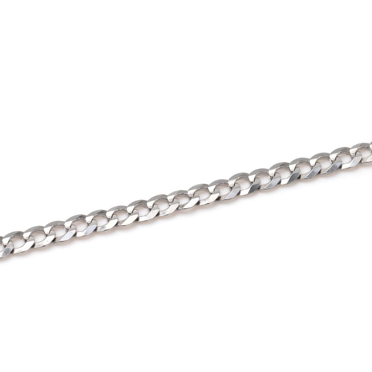 10K ホワイトゴールド キューバンブレスレット 幅2.8mm 16cm-18cm