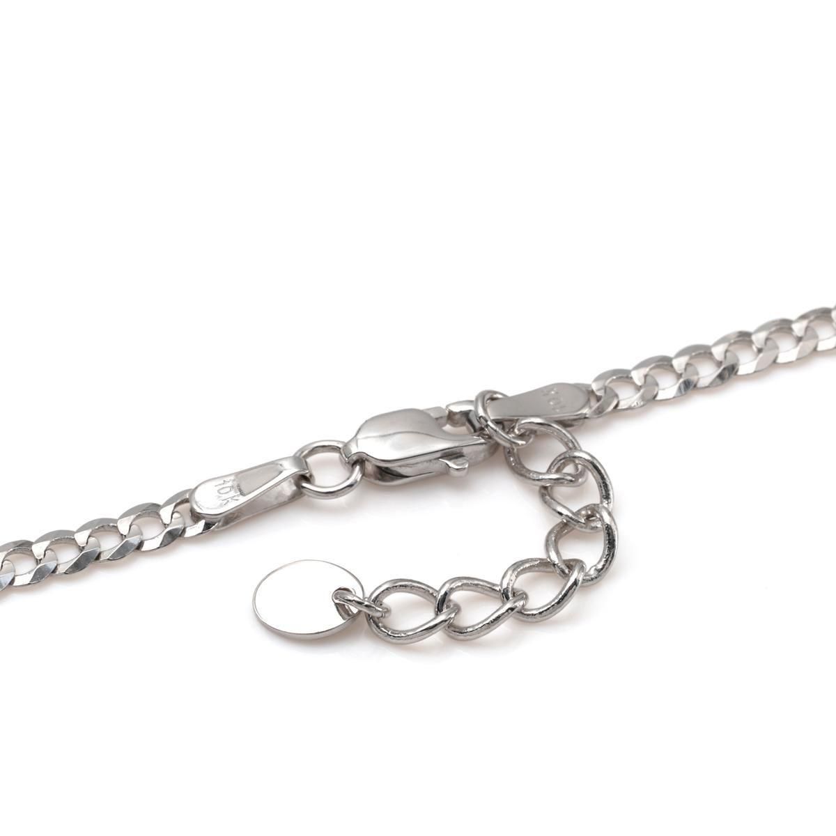 10K ホワイトゴールド キューバンブレスレット 幅2.8mm 16cm-18cm