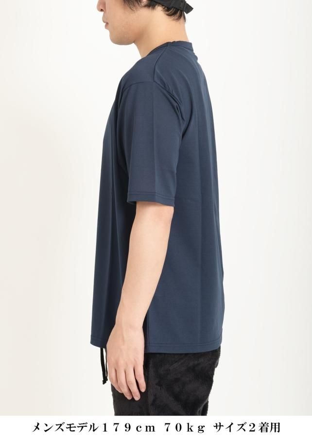 zero和紙ストレッチ半袖Tシャツ - 紺