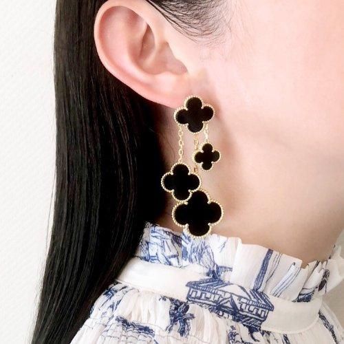 クローバーピアス 4P（オニキス） - AR JEWELRY