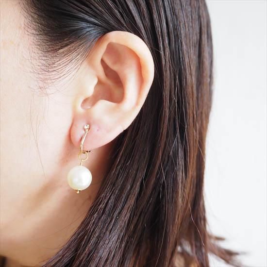 2way フォッシルコーラル＆淡水パール ピアス／イヤリング 2way