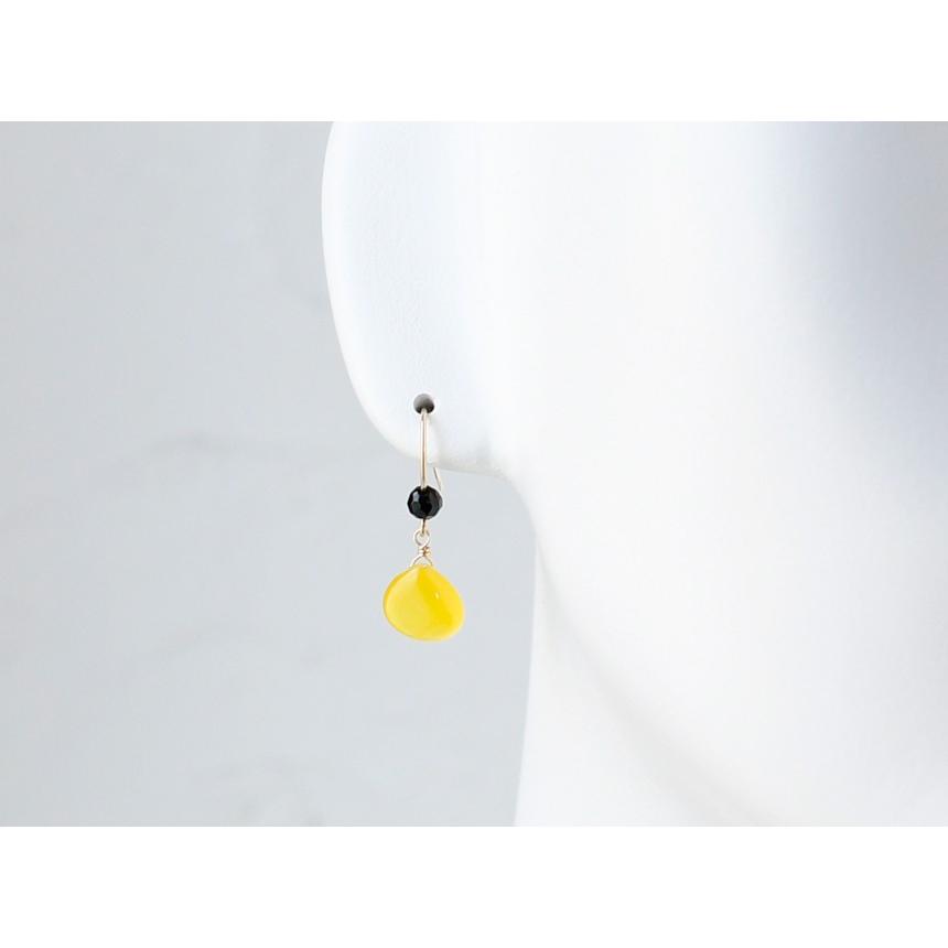 L'ange（ランジュ） ピアス 14kgf ハニージェード オニキス ゴールド