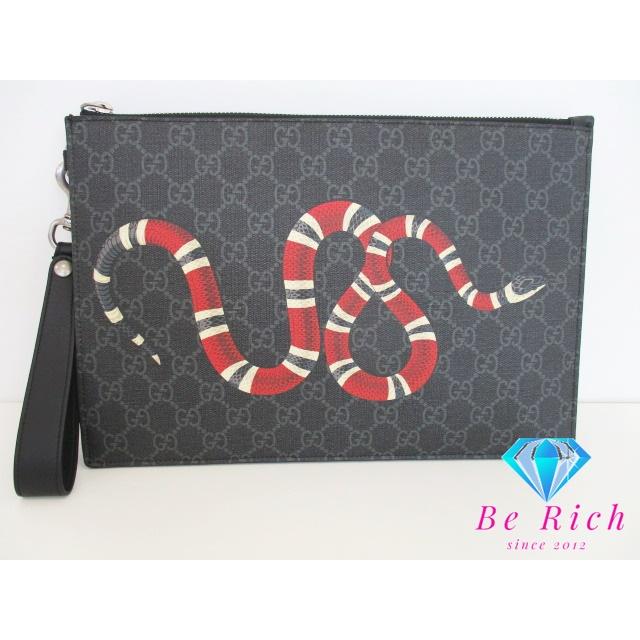 GUCCI（グッチ） クラッチバッグ 473904 キングスネークプリント 黒