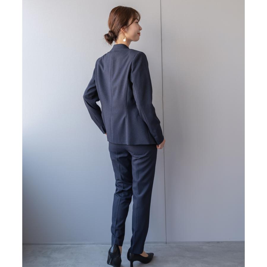 スーツ レディース セットアップ パンツ ノーカラージャケット 洗える