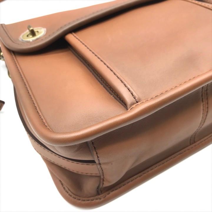 良品 COACH コーチ オールド ターンロック ブラウン レザ− 斜め掛け