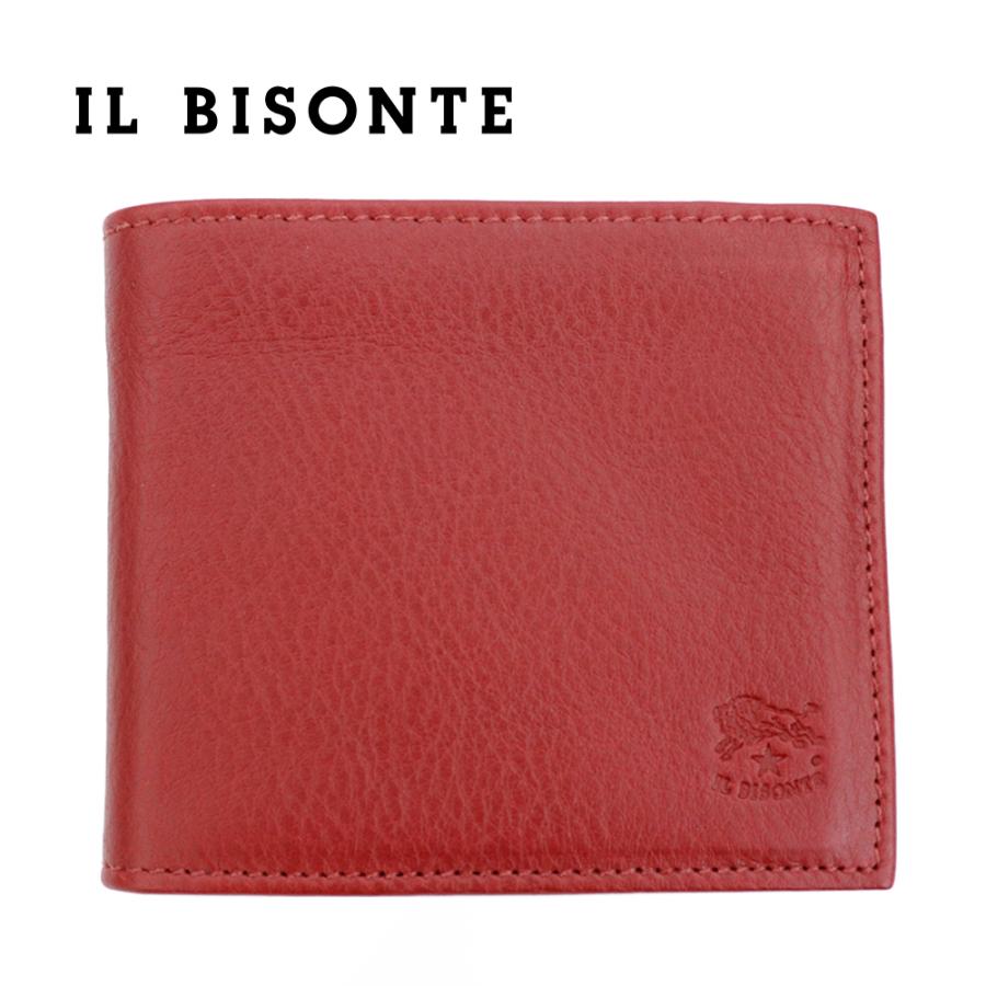 IL BISONTE（イルビゾンテ） 財布 二つ折り 小銭入れ付き ルビーレッド