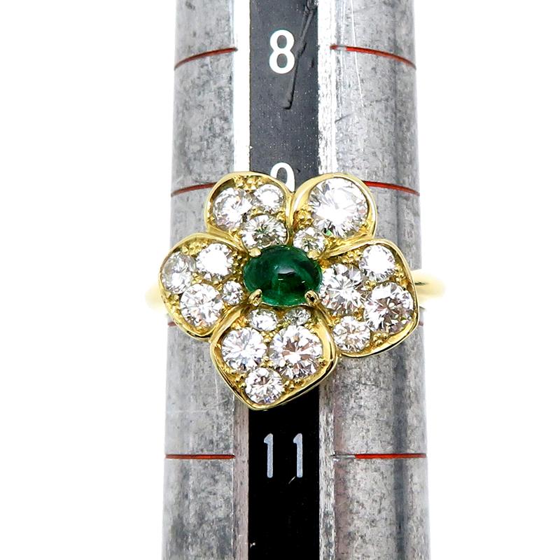 銀座店］Gimel ギメル 0.210ct エメラルド ダイヤモンド フラワー