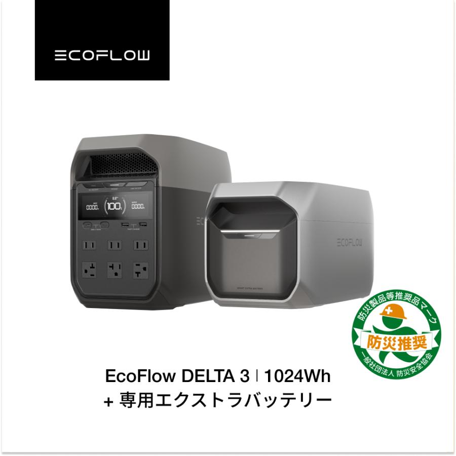 ECOFLOW ポータブル電源 セット リン酸鉄 EcoFlow DELTA 3 1024Wh+