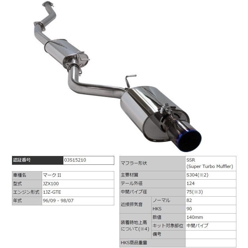 HKS（エッチケーエス） マーク2 E-JZX100 マフラー SSR 31029-AT001