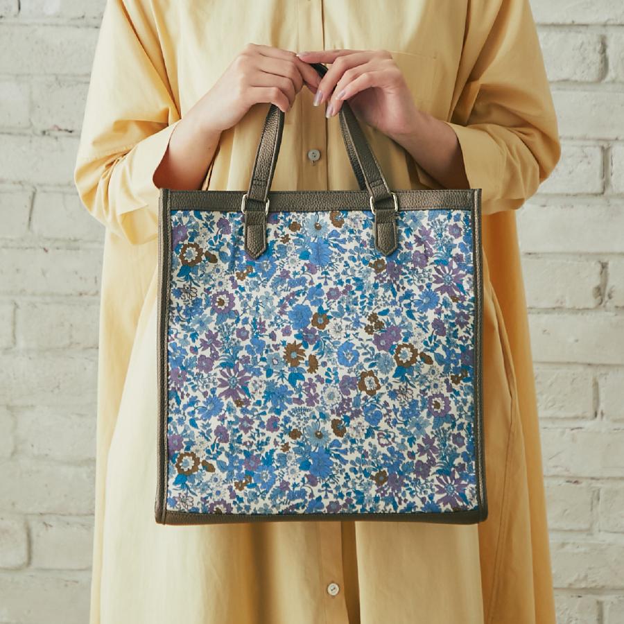 SALE スクエアトートバッグ ブルーグレー Emily LIBERTY リバティ