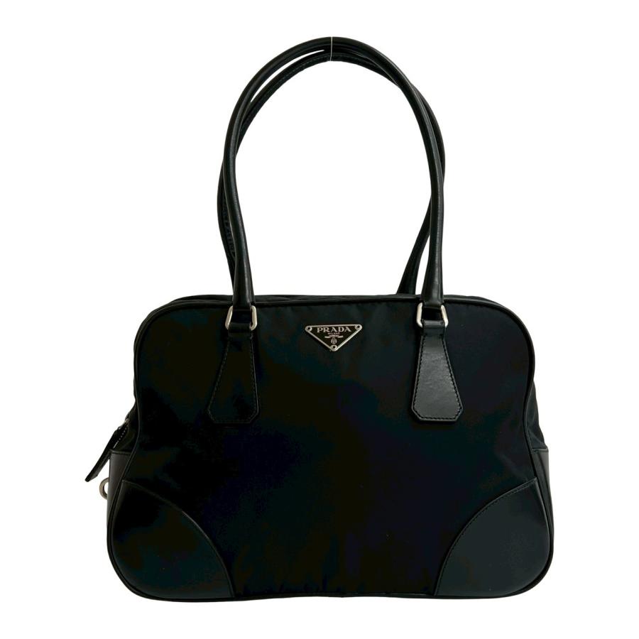 PRADA（プラダ） 極 美品 鍵付き 三角ロゴ 金具 ナイロン レザー 本革